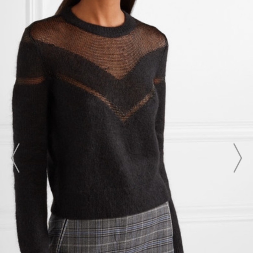 NWT rag & bone black open knit crew neck sweater - Picture 2 of 7